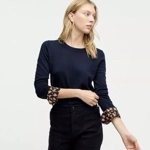 J crew. Tippi sweater with leopard French cuffs.